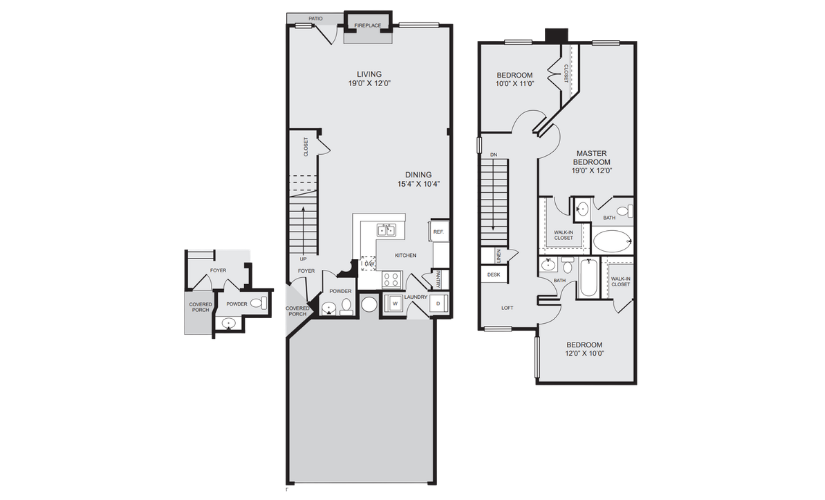 C1 - 3 bedroom floorplan layout with 2.5 bathrooms and 1454 - 1467 square feet